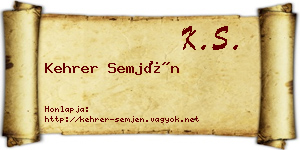 Kehrer Semjén névjegykártya